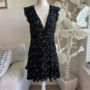 All Saints Black Mini Heart Wrap Dress